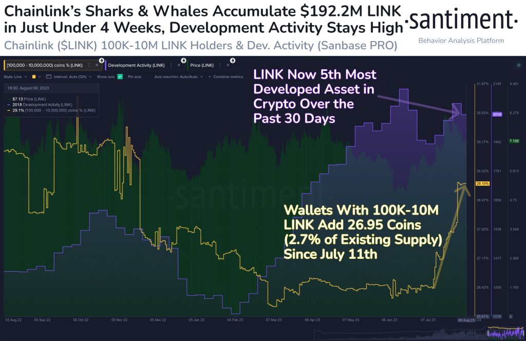 ChainLink Development Surges With More Whales Accumulation