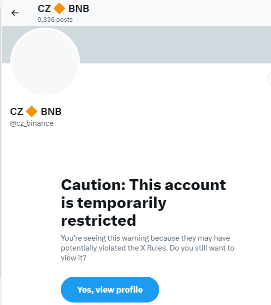 Ex-Binance CEO CZ’s X account restricted