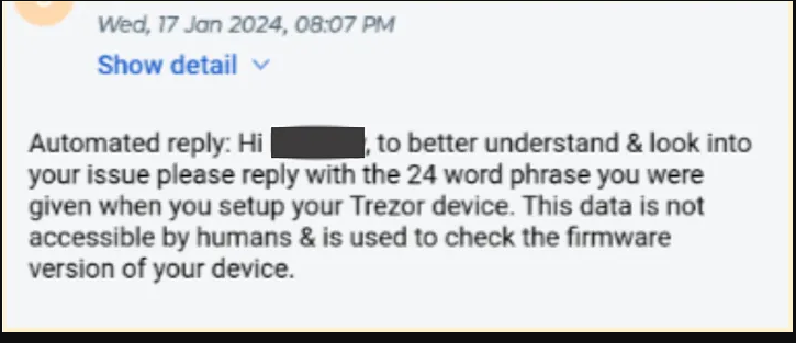 Trezor reveals 66,000 users could face phishing attacks